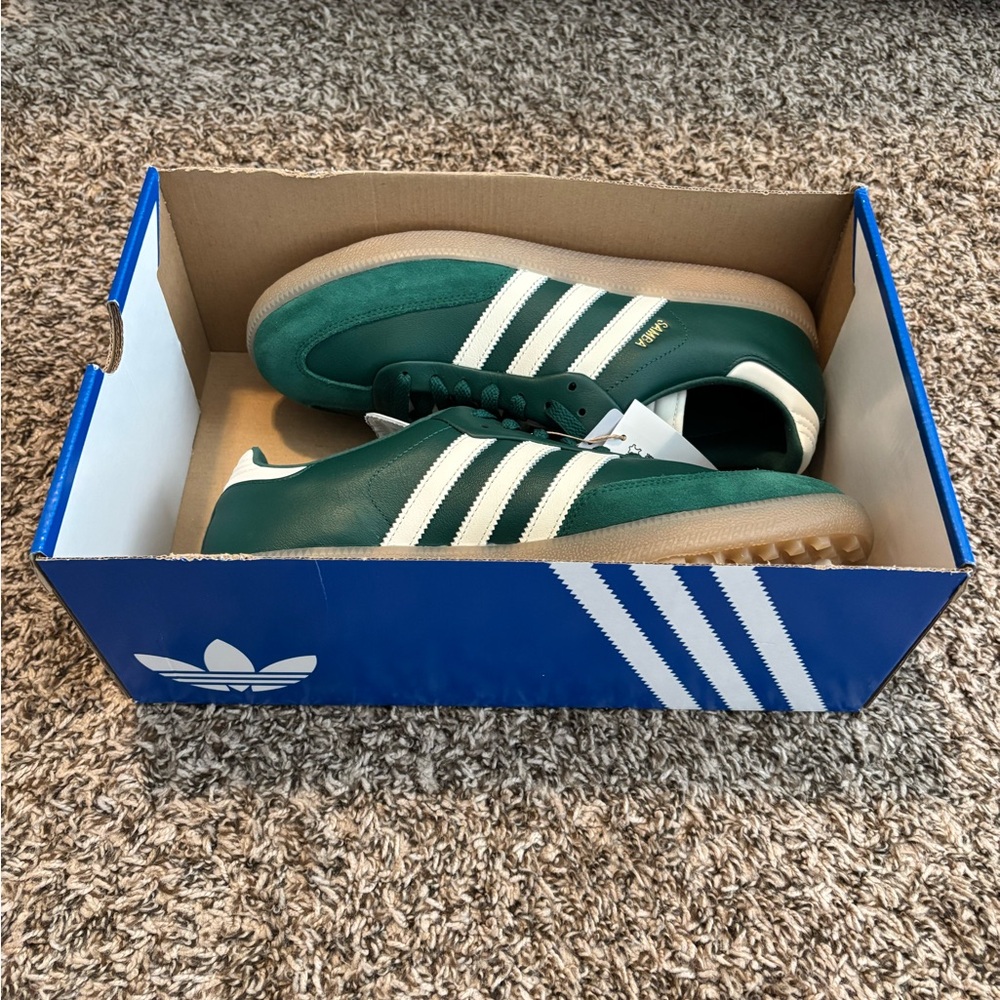 Brand New Adidas Men's Samba Green/White Spikeless Golf Shoes Size 11 MSRP $120